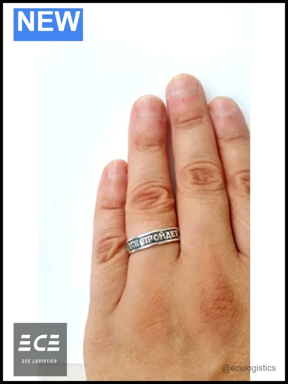 Sterling Silver 925 Russian Everything Passes This Too Shall Pass Ring Band
